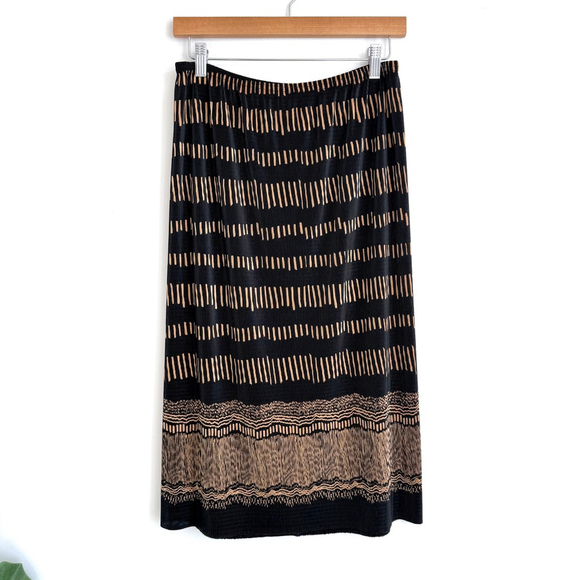 Carroll Reed Dresses & Skirts - Vintage Carroll Reed Black Gold Pleated Midi Skirt Womens Size Medium 90s